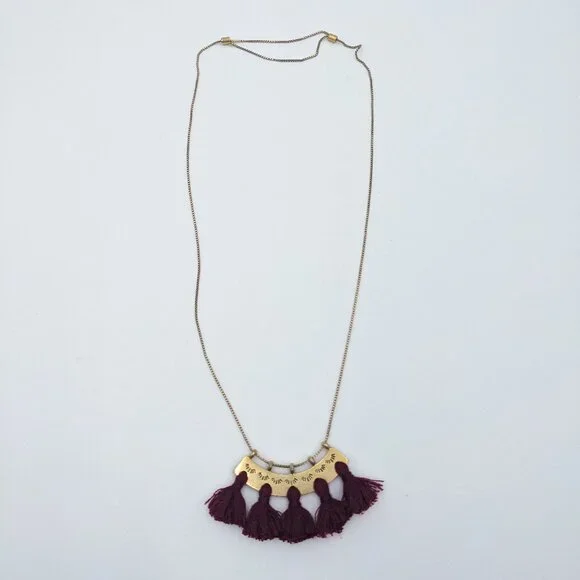 Madewell Brass and Maroon Eyelash Supernova Tassel Necklace - Picture 3 of 4